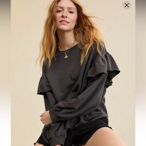 Aerie Ruffle Sleeve Sweatshirt Top